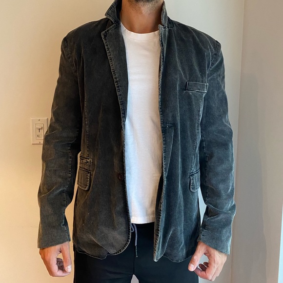 Dark Grey Corduroy  Blazer Jacket - Picture 2 of 6